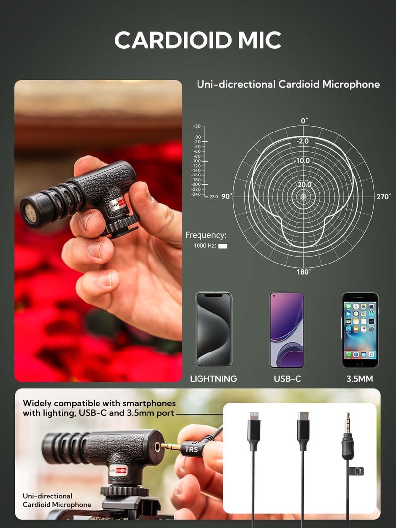 USKEYVISION Vlogging Kit for iPhone Youtuber Starter Kit Content Creator Equipment for iPhone 16/15Pro Max with 59'' Extendable Fullsize Tripod, LED Light,Shotgun Mic Video Recording(Vlog K4) - Image 5